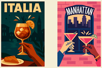 create vector vintage travel or food posters