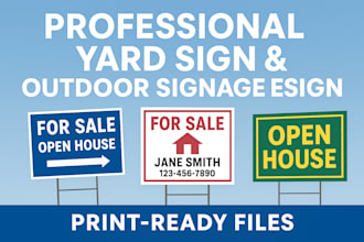 design premium signage, shop front, yard sign, billboard, banner, roll up design
