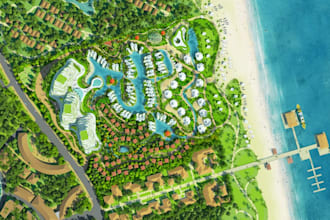 do 3d masterplan design, landscape design for camping resort, cottage, park