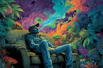 make unique artwork of stoner, weed, psychedelic cover