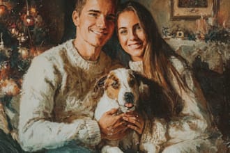 draw family pet wedding stylish cartoon portrait caricature