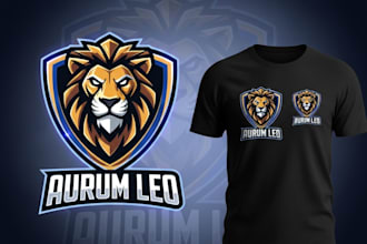 do unique mascot lion logo with t shirt design