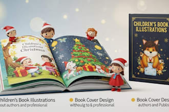 design magical kids book illustrations and christmas storybook covers