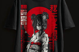 create japanesse style tshirt design japan clothing