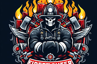 design premium vintage firefighter logo t shirt design