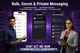 develop bulk messaging app, sms messaging app, secret chat app, private chat app