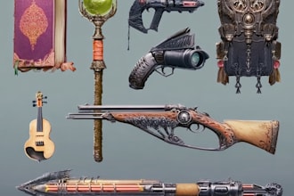design creative concept art of weapons and items