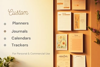 design custom calendar, canva editable planner, printable journal kdp upload pdf