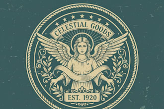 design a beautiful vintage angel logo