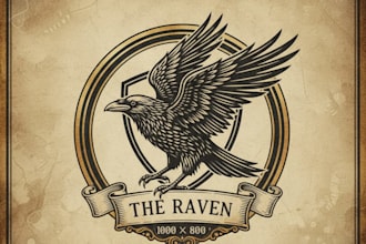 design a vintage raven logo