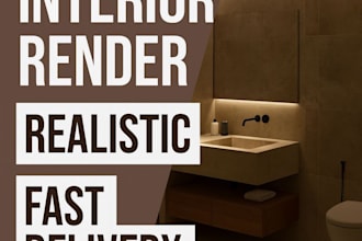 create realistic 3d renders and design for your bathroom