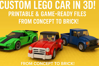 design lego car technic car model, 3d lego model, fxml part list instructions