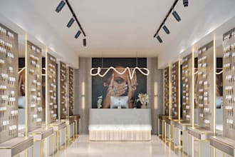 design 3d jewelry retails store, commercial spaces render, modern shop interior