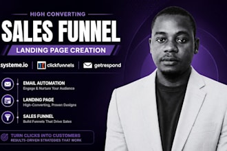 build your sales funnel, landing page in getresponse, clickfunnels, systeme io