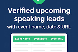 generate verified upcoming speaking leads with event name, date or URL