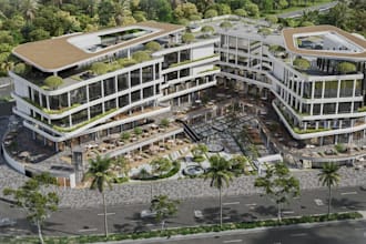 design 3d master plan, architecture landscape  render, sketchup commercial model