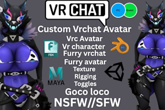 create custom vrchat avatar, vrc avatar, furry avatar, VR character, nsfw avatar
