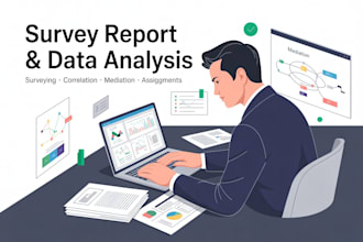 do survey report, data analysis, correlation, mediation, surveying assignments