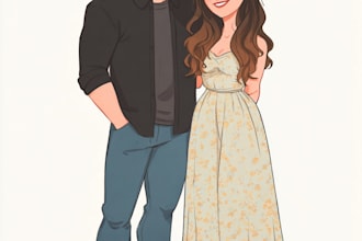 draw cartoon portrait in  cartoon illustration