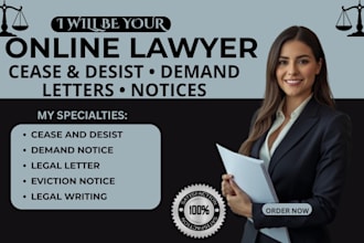 draft cease and desist letter, demand notice, legal letter or eviction notice