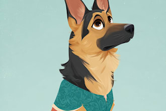 design a pet portrait illustration