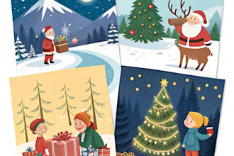 draw christmas illustrations and cards for you