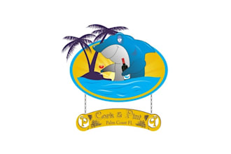 design traditional fun beach wine logo