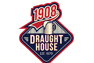 design amazing draught house bar beer logo