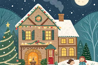design handdrawn illustrated christmas card