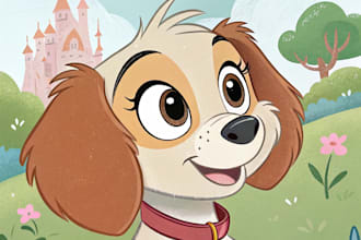 draw your cute pet into disney cartoon portrait style