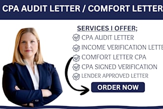 cpa audit letter comfort letter income verification  CPA signed