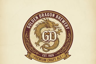 design a vintage golden dragon logo