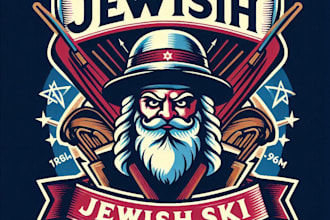 design a vintage custom jewish ski mascot logo  t shirt