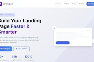 create a high quality responsive landing page with clean UI design