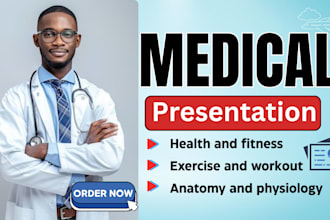 design medical presentation slides, pitch deck, healthcare poster, canva ebook