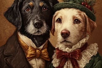 create a  christmas couple family or pet portrait
