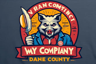design vintage dane county pork mascot logo t shirt design