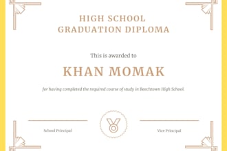 design a printable high school diploma or graduation certificate