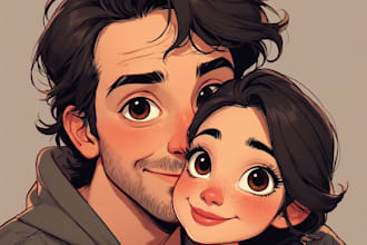 draw cartoon disney couple portrait