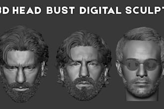 sculpt realistic 3d head bust face likeness from photo to stl for 3d printing