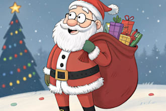 draw unique christmas cartoon caricature