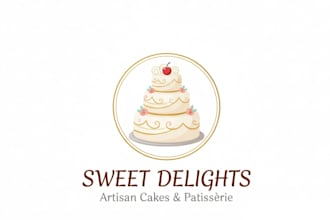 design feminine watercolor cake and bakery logo