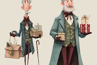 illustrate christmas card,christmas character