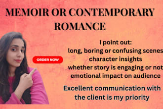 beta read or edit memoir and contemporary romance manuscript for indie authors