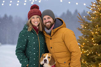 draw christmas couple family or pet portrait