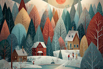 draw christmas caricatures, winter holidays cartoons