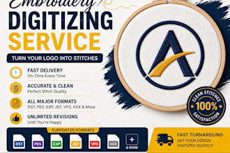 digitize your logo for embroidery in dst pes and emb
