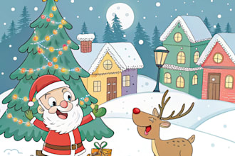 create amazing christmas card cartoon caricature invitation holiday card design