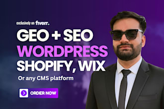optimize your shopify, wordpress, squarespace or wix site for GEO and ai SEO