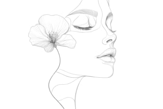do minimalist custom vector art feminine line art illustration hand drawn logo